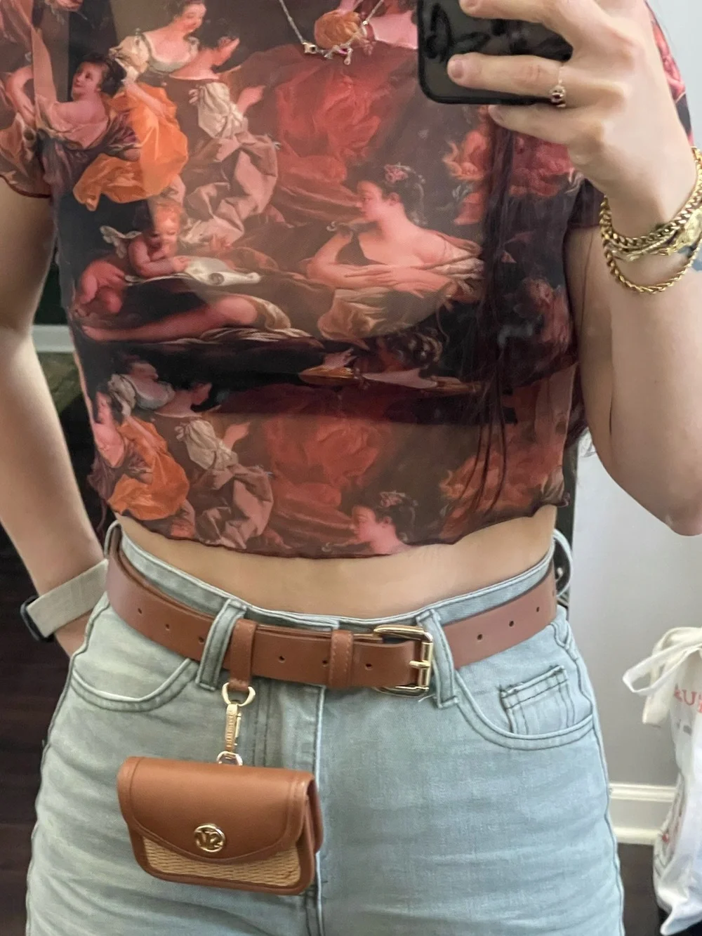 Steve Madden Tan Woven Belt Bag